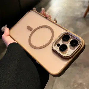 desert color liquid skin sense magnetic For iphone16 Pro Max 15 14 13 iPhone case silicone soft shell TPU shockproof