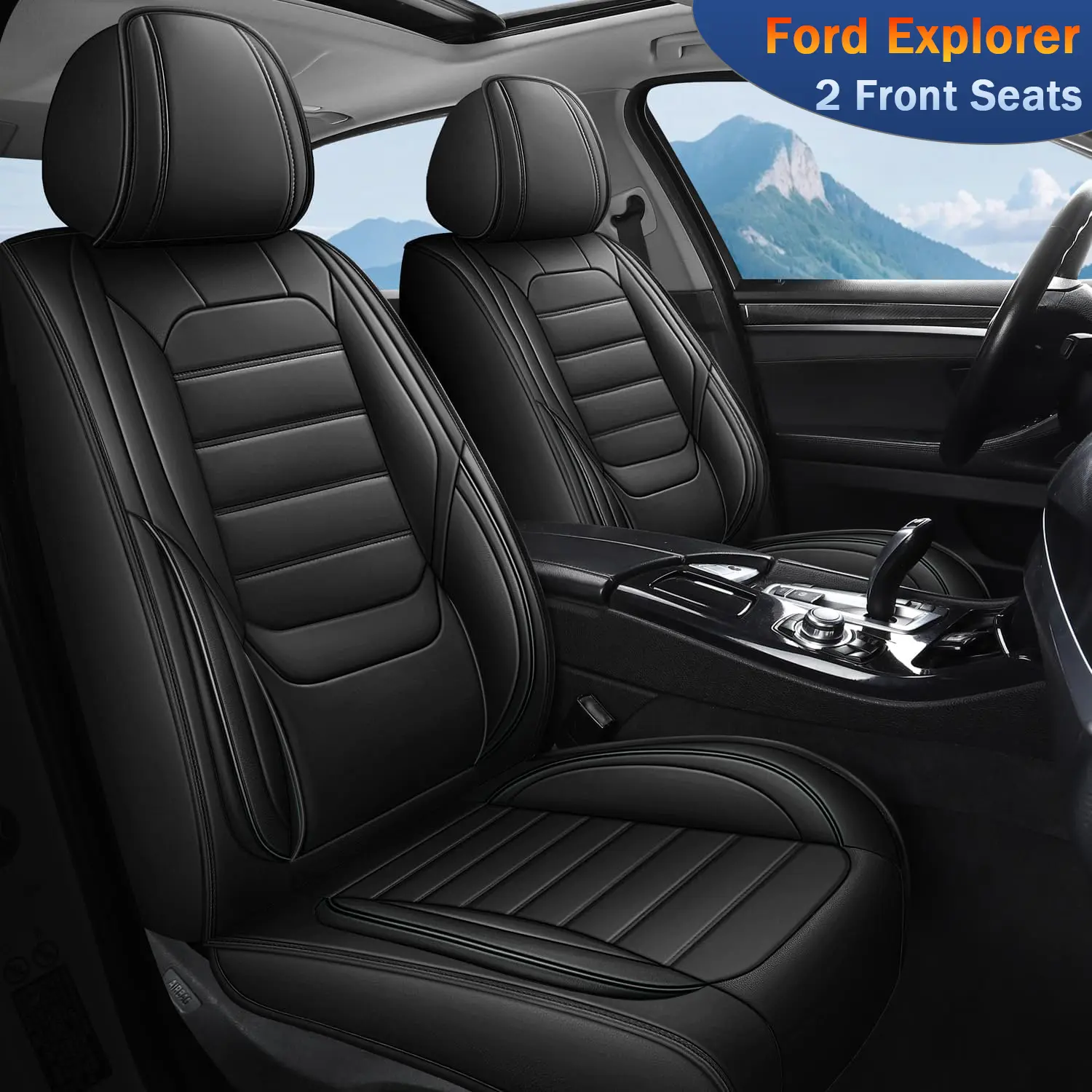 Front Seat Covers for Ford Explorer 2004-2026 2 PCS, Premium Faux Leather Car Seat Covers,Waterproof Car Seat Protectors,Easy Clean Car Interior Accessories