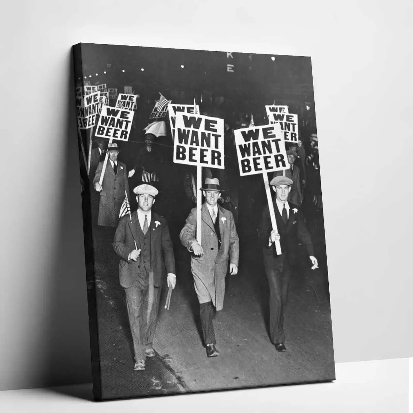 Vintage Poster, Photo Of Men Holding "We Want Bee r" , Classic Photo, Speakeasy, Breweryy, Beer's print, Beer's Decor Poster
