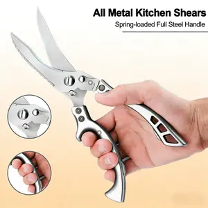 Multipurpose Heavy-Duty Kitchen Shears: Extra-Sharp Stainless Steel Blades & Spring-Loaded Design, Versatile for Cutting Chicken, Meat, Turkey, Fish & Veggies, Dishwasher-Safe