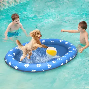 Pet Soft Dog Float Raft Inflatable Dog Swimming Float for Summer with Blue Paw Print Design Easy to Use Secure & Stylish Accessory for Beach Trips Pools or Water Activities