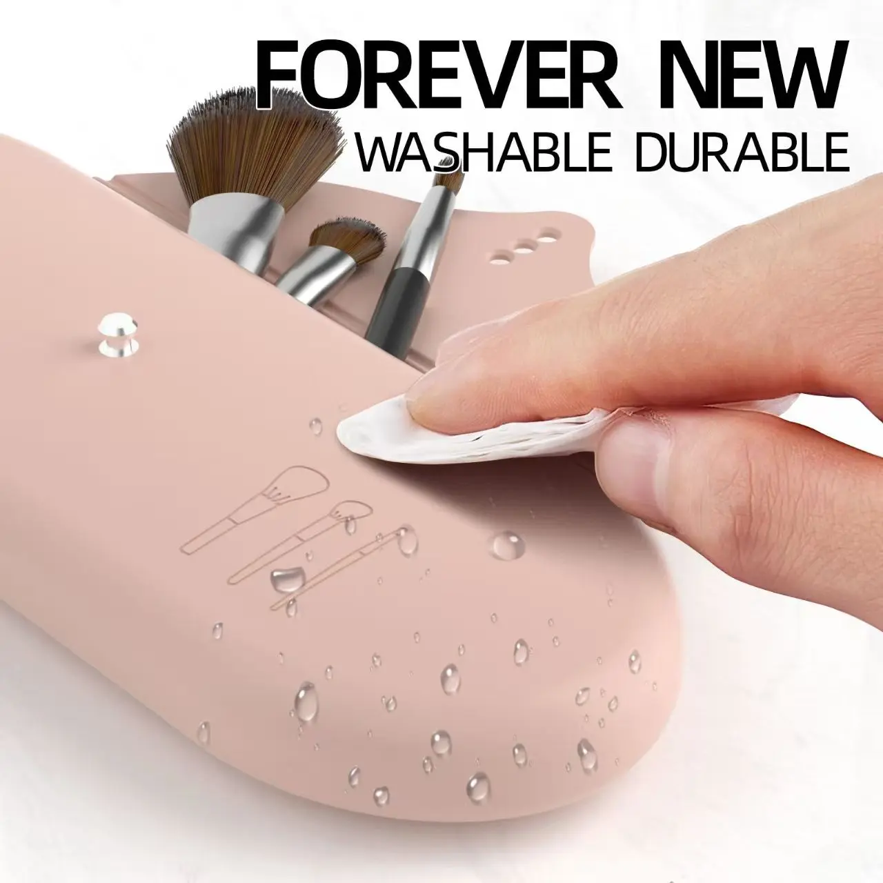 2025 New Hot-selling Travel Makeup Brush Storage Bag, Silicone Makeup Brush Holder, Dustproof Multi-functional Storage Box, Beauty Cosmetics Organizer