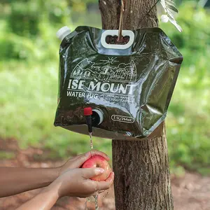 Outdoor 7.5L Folding Water Bag Large Capacity Plastic Bucket with Valve Camping Supplies Portable Portable Water Bag