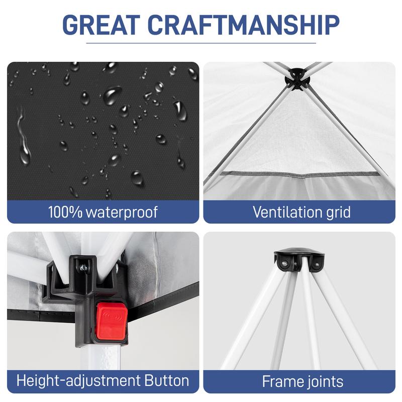 10x10FT pop up Canopy Tent with 2 sidewalls, Outdoor Canopy Tent,Adjustable Dual Awnings & Carry Bag