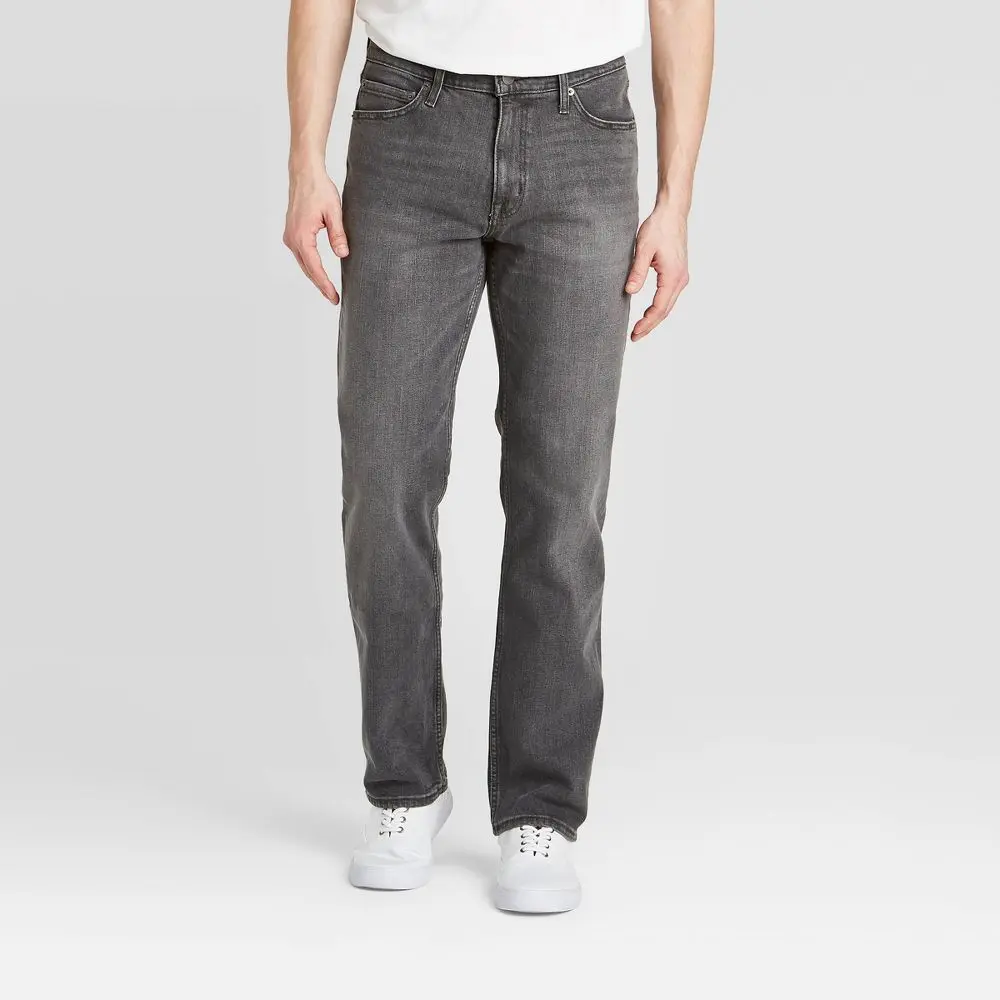 Goodfellow & Co Men's Mid Rise Straight Leg Straight Jeans Stretch, Zipper, Polyester, Spandex