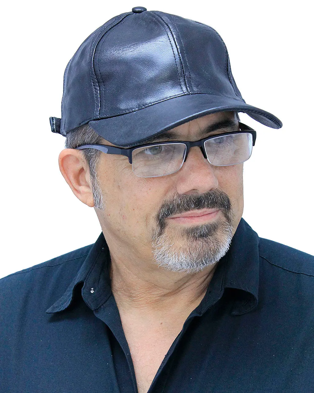 JAMIN LEATHER® Black Leather Baseball Cap #H43LK