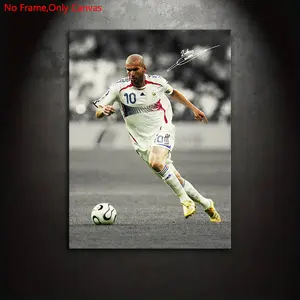1 piece/set frameless canvas painting print poster, Unframed art print, classic realism style art, legendary Zinedine Zidane, ideal gift for football culture enthusiasts, bedroom, living room, kitchen, wall decoration