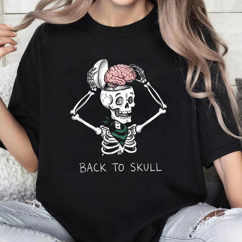 Back to Skull Dark Academia Aesthetic Skeleton Student T-Shirt