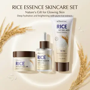 KORMESIC Korean Rice Skin Care Set includes 3 products: facial cleanser, essence, and face cream. It gently nourishes and moisturizes, deeply replenishing water. It is a high-quality beauty gift specially designed for women, teenagers, and girls