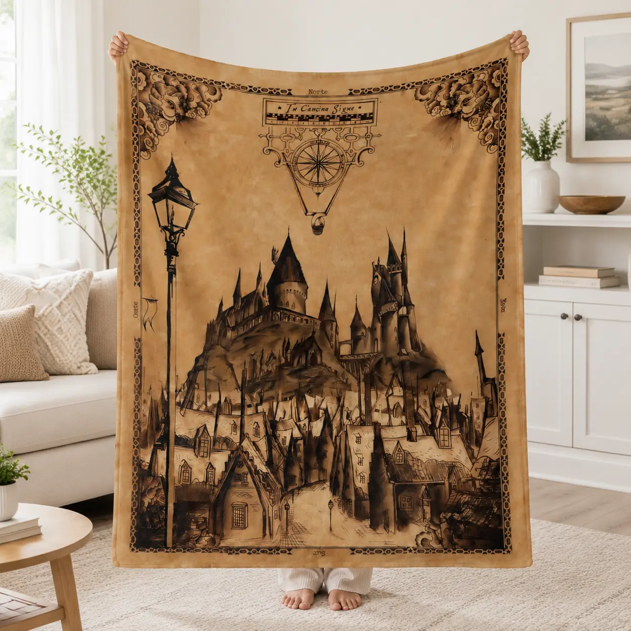 Vintage Castle Fantasy Blanket, Medieval Style Throw Blanket, Cozy Soft Blanket for Bedroom Sofa Decor, Gothic Aesthetic Home Gift