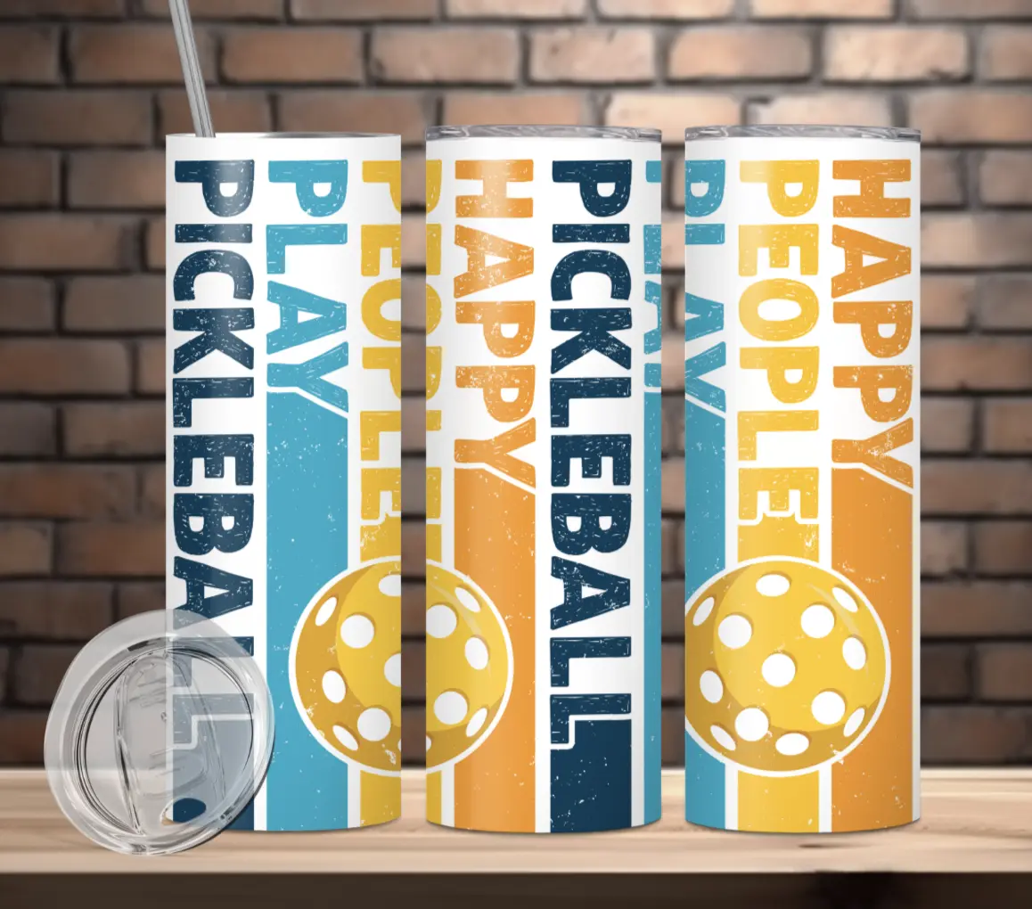 Pickleball - Happy People Play Pickleball Orange 20 oz Tumbler
