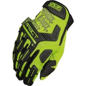 Mechanix Wear Size S (8) Synthetic Leather Impact Work Gloves, Uncoated, Hook Loop Cuff, Full Fingered, Hi-Vis Yellow/Black, Paired Set, General Purpose Work Safety Gloves SMP-91-008