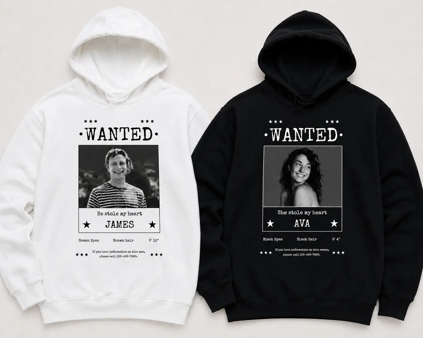 Personalized Couple Hoodie Set , Custom Photo Wifey Hubby Hoodies | Cute Matching Outfits for Boyfriend Girlfriend