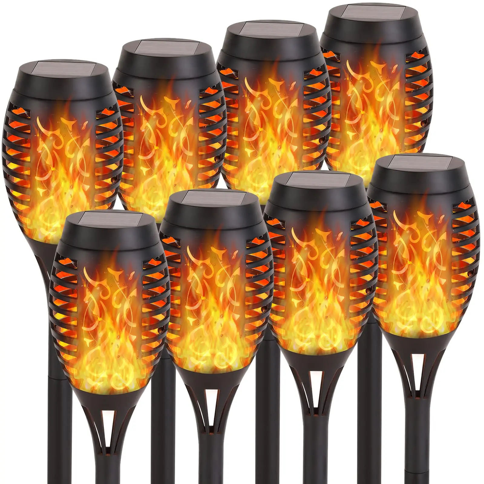 Joyway Solar Lights Outdoor, Flame Dancing Lamp, 8-Pack 12 LEDs Waterproof Garden Pathway Yard Decorations for Thanksgiving Christmas, Mother's Day gifts