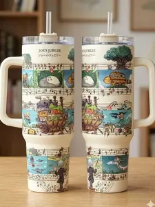 Ghibli Studio Ver2 Tumbler, How'l moving Castle Tumbler, Totoro Custom Anime Tumbler, Anime Tumbler