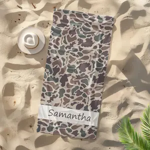 Personalized Camouflage Beach Towel, Camo Monogram Towel, Custom Name Beach Towels, Boy Towel, Dad Towel, Father's Day, Hunter Gift
