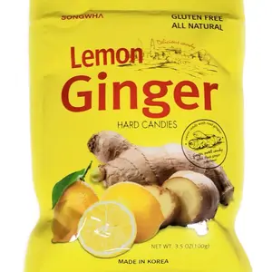 SONGWHA Lemon Ginger Hard Candies Gluten Free All Natural 3.5 Oz Made in Korea