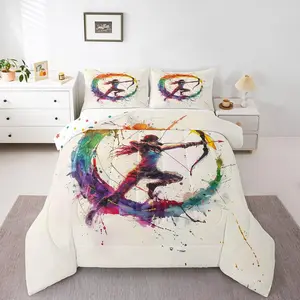 Archery Comforter Set,Sports Gaming Theme Bedding Set,Modern Archery Athletes Down Comforter for All Season,Adult Room Decor,,No Sheets
