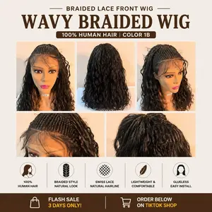 Wavy Braided Lace Front Wig | Color 1B | 100% Human Hair