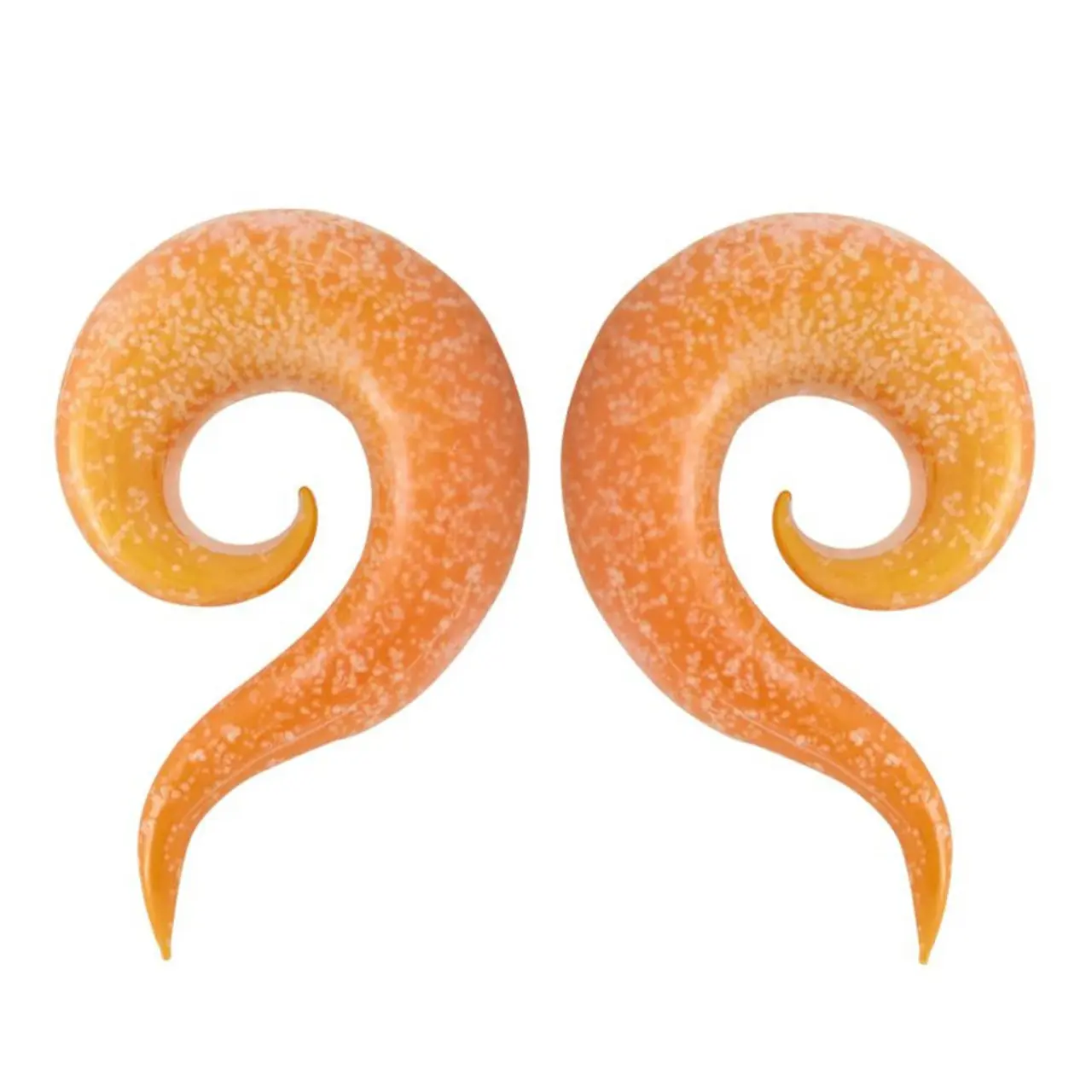 Glow In The Dark Orange Glass Spiral Tapers Ear Gauges 3mm To 8mm