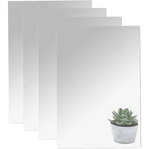 16x 12x 4pcs acrylic mirror sheet flexible non glass full length full body mirror tiles with adhesive tapes for wall bathroom bedroom door home decor