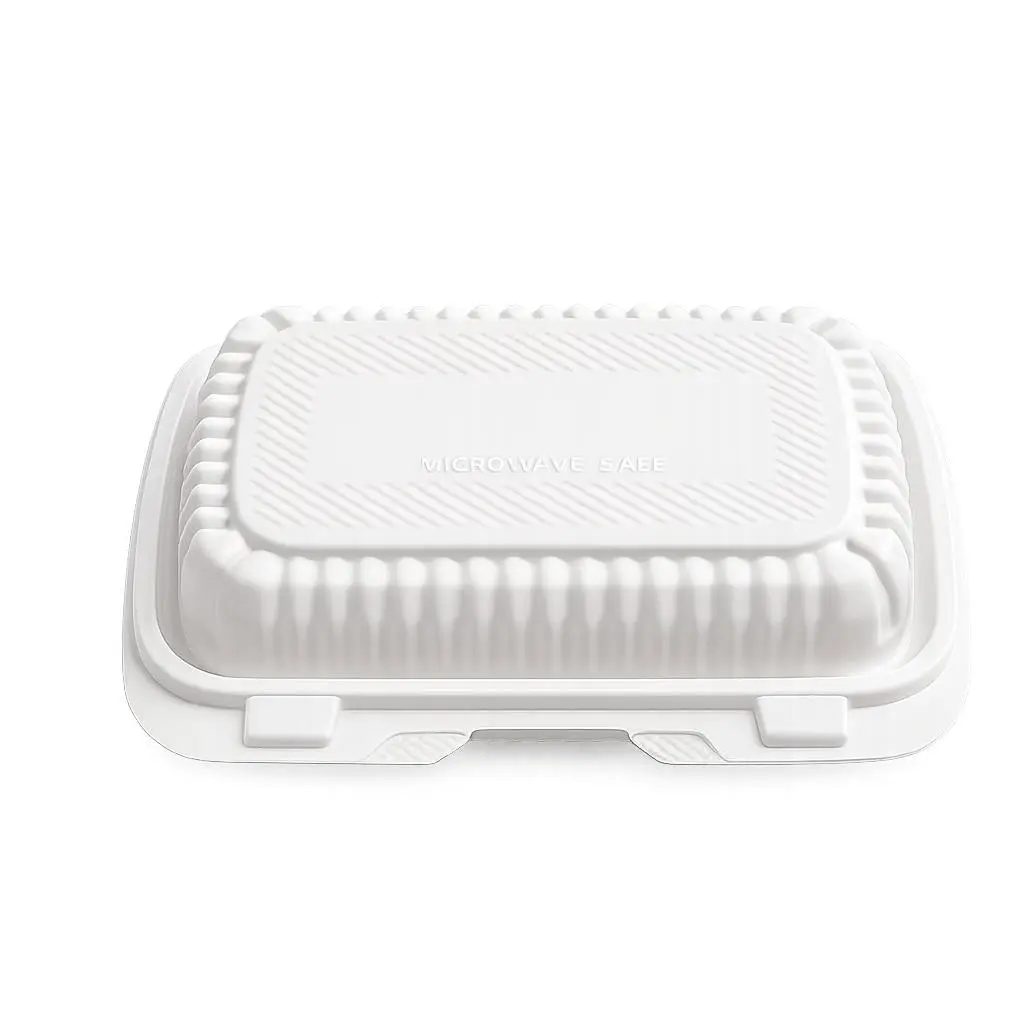 9X6 1-Compartment 50-Pack Plastic Clamshell Food To Go Box Containers Carryout For Sandwich Salad Heavy Duty Disposable Hinged With Secure Snap Lid To Go Containers Microwave and Freezer Safe - Reusable & Disposable Heavy Duty Clamshell Takeout |