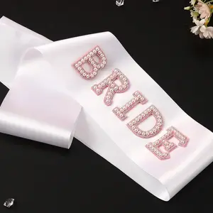 Pearl Rhinestone Bride Sash, Bride-to-Be Sash, Bachelorette Party Sash, Bridal Shower Gift, Wedding Decoration, White and Pink