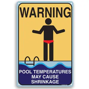 Pool Shrinkage 12"X8" Aluminum Funny Pool Sign Indoor Outdoor Shower Sign Home Novelty Decor