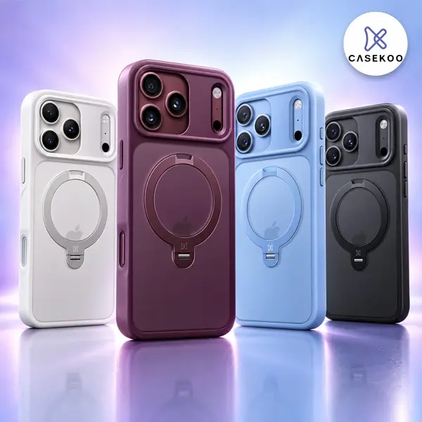 CASEKOO Official iPhone 18/17 Pro Max Smartphone Case (6.9in), 360-Spin Adjustable Magnetic Ring Grip Stand, Foldable Compact MagSafe-Compatible Wireless Protector, Camera Guard, Military Drop Protection, Non-Slip Matte Edge, Cellphone Landscape Accessory