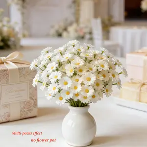 12 simulation white daisies, full of youthful atmosphere, can be combined bouquet, but also as a decoration, is the best decoration in spring and summer, suitable for home desktop decoration, Easter, Mother's Day, wedding layout (excluding vase)
