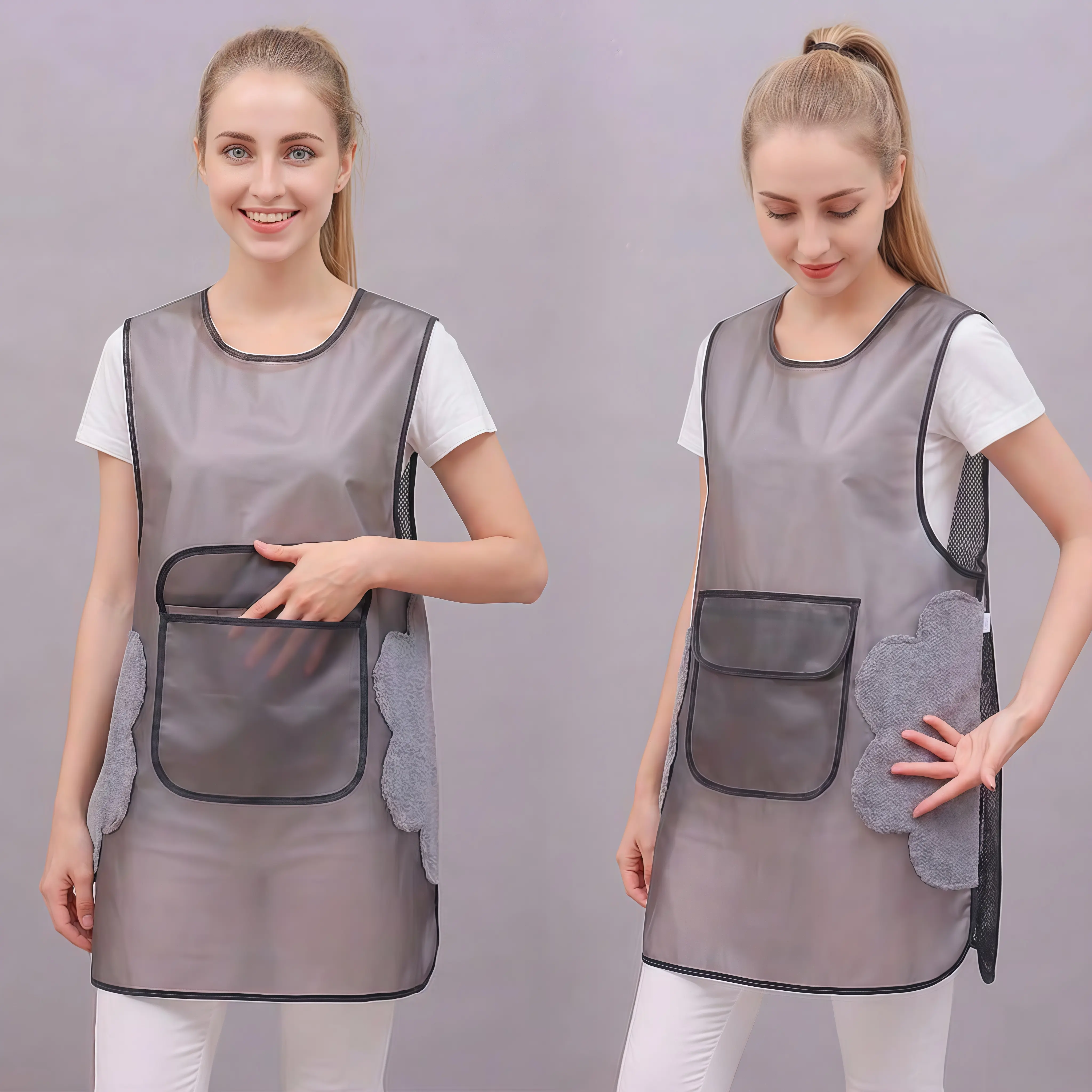 Translucent Waterproof Kitchen Apron with Pockets & Velcro Closure for Gardening Painting & Food Service Ideal for Kitchen Use