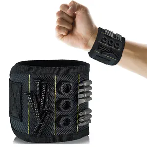 Magnetic Wristband by Wrap-It Storage - Black - Great Father Gift Wrist Magnet Tool Belt and Screw Holder