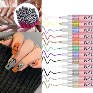 12 Nail Art Pens & 10 Stamping Plates Set - DIY Nail Art Tools Kit with Floral Designs, Fast-Drying Markers for Drawing & Line Work