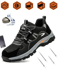 Unisex Safety Shoes, Durable Work Boots, Work Protective Shoes, Anti-Slip Sole, Breathable Upper, Euro Standard Steel Toe, Suitable for Workshop, Sizes 36-46, Footwear