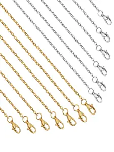 Stainless Steel O-Shape Chain Necklace Set, DIY Jewelry Making Supplies, Side Snake Chain Titanium Steel Clavicle Chain, Pack of 12