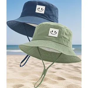 BHC30 Baby Sun Hat Smile Face Toddler Boys Girls Bucket Hat 0-5 Years Kids UPF 50+ Sun Protection Summer Hats