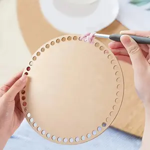 1pc Crochet Basket Weaving Craft Set – Solid Wood Circular Bottom Blanks for DIY Basketry & Home Decor Crafting