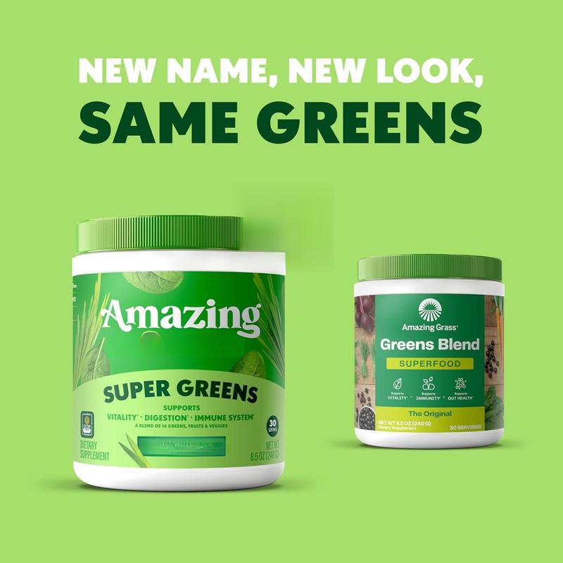 Superfood Greens Powder Blend with Organic Spirulina Chlorella Beet Root Digestive Enzymes and Probiotics, Daily Green Drink Mix for Energy Detox and Overall Wellness