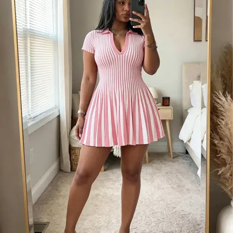 Women’s Summer 2026 Short Sleeve Bodycon Dress Soft Breathable Ribbed Knit Mini Dress Casual Lounge