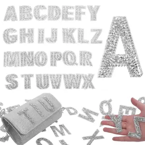 52 Pieces Glitter Resin Rhinestone Alphabet Letter Stickers Crystal Rhinestone Iron on Letter Self Adhesive A-Z Glitter Stickers for Art Clothing DIY Works(White)