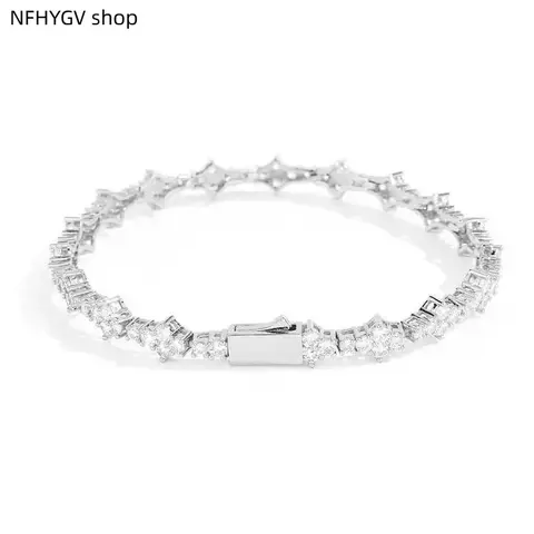 Wrist Jewelry, 6.5mm Gold Plated CZ Tennis Bracelet, Classic Unisex Ornament, Fine Polished Accessory, Timeless Elegant Wear for Leisure Time, Events and Everyday Styling for Men and Women