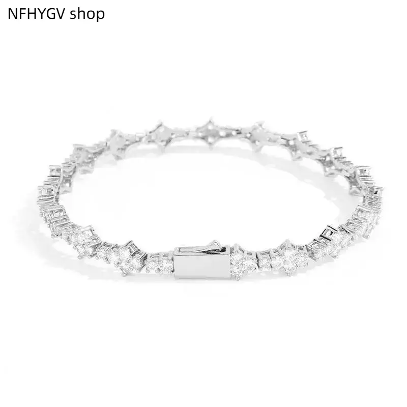 Wrist Jewelry, 6.5mm Gold Plated CZ Tennis Bracelet, Classic Unisex Ornament, Fine Polished Accessory, Timeless Elegant Wear for Leisure Time, Events and Everyday Styling for Men and Women