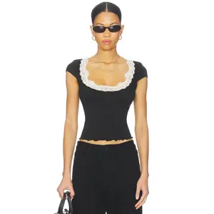 Free People Oh My Darling Tee in Black