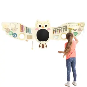 Owl Activity Wall Busy Board Panels, Montessori Sensory Toys, Toddler Learning Activity Center,Interactive Wooden Learning Toy for Toddler Playroom & Children's Daycare