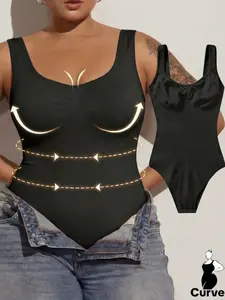 Seamless Abdominal Control Bodysuit for Plus Size Women, Postpartum Butt Lifting Shapewear, Ribbed Long Sleeve, All Seasons  Underwear