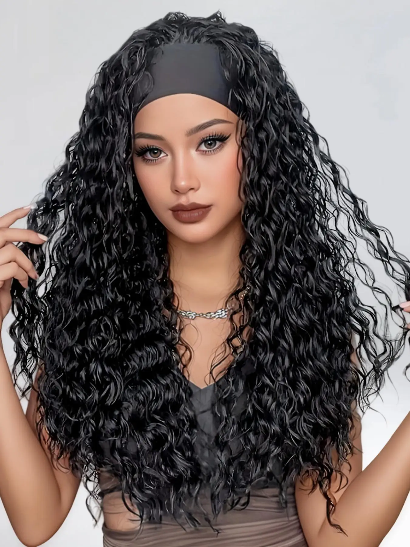 26 Inch Black Long Curly Wigs for Women, Fashion Gorgeous Fluffy Wigs without Bangs, Synthetic Full Machine Wigs for Party, Cosplay and Daily Use