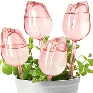 Tulip Design Plant Watering Bulb, 4 Counts/set Narrow Outlet Design Watering Bulb, Suitable for Indoor and Outdoor Plants