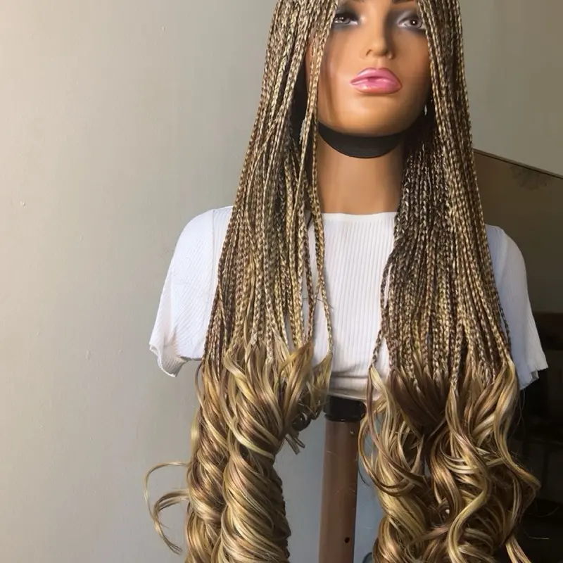 26-Inch Synthetic Fiber Full Lace French Curls Braided Wig, Ready to Ship Next Day
