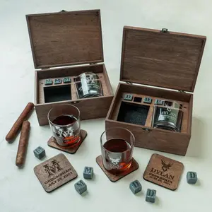 Groomsmen Gifts, Personalized Whiskey Glasses in Wooden Box, Groomsmen Proposal Box, Groomsman Gift Box, Best Man Gift
