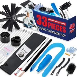 Dryer Vent Cleaner Kit,  33- Omnidirectional Dryer Cleaning Kit Include 40  Dryer Vent Brush, Upgrade Noiseless Dryer Lint Vacuum Attachment, Lint  Brush, Vacuum & Dryer Adapters